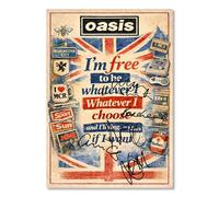 Oasis Whatever Lyric Signed Poster Print - Limited Edition Britpop Art, Collectible Manchester Music Memorabilia Wall Art Merchandise (A4 Unframed)