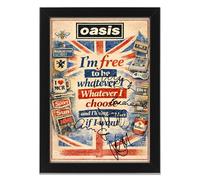 Oasis Whatever Lyric Signed Poster Print - Limited Edition Britpop Art, Collectible Manchester Music Memorabilia Wall Art Merchandise (A4 Framed)