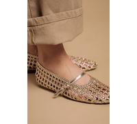 Oasis Women's Alex Faux Leather Woven Mary-Jane Ballet Pumps in Gold | Size: 6 Oasis Gold 6