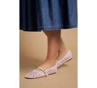 Oasis Women's Alex Faux Leather Woven Mary-Jane Ballet Pumps in White | Size: 4 Oasis White 4