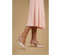 Oasis Women's Amanda Textile Point Embellished Trim Slingback Kitten Heel Court Shoes in Pink | Size: 7