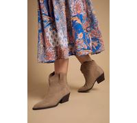 Oasis Women's Amber Real Suede Western Ankle Boots in Beige | Size: 6