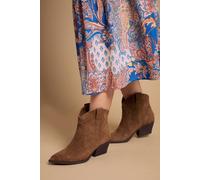Oasis Women's Amber Real Suede Western Ankle Boots in Mocha | Size: 4