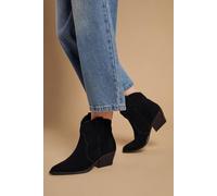 Oasis Women's Amber Real Suede Western Ankle Boots in Natural Black | Size: 3