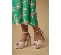 Oasis Women's Amelia Faux Leather Twist Front High Block Heel Platform Sandals in Beige | Size: 4