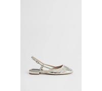 Oasis Women's Angie Faux Metallic Leather Cutout Sling Back Flat Shoes in Gold | Size: 3 Oasis Gold 3