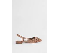 Oasis Women's Angie Faux Suede Cutout Sling Back Flat Shoes in Tan | Size: 5 Oasis Tan 5