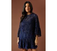 Oasis Women's Animal Print Velvet Mini Dress in Navy | Size: 10 Oasis Navy 10