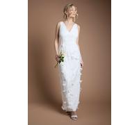 Oasis Women's Applique V Neck Maxi Wedding Dress in Ivory | Size: 6