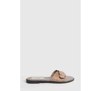 Oasis Women's Austin Faux Suede Buckle Detail Sliders in Taupe | Size: 3