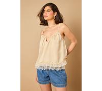 Oasis Women's Babydoll Lace Detail Cami in Lemon | Size: 8 Oasis Lemon 8