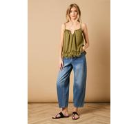 Oasis Women's Babydoll Lace Detail Cami in Khaki | Size: 12 Oasis Khaki 12