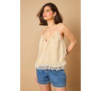 Oasis Women's Babydoll Lace Detail Cami in Lemon | Size: 10 Oasis Lemon 10