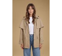 Oasis Women's Barn Jacket with Removeable Cape & Hood Detail in Stone | Size: 8