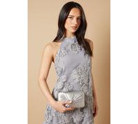 Oasis Women's Beaut Satin Twist Clutch Bags in Silver Oasis Silver One Size