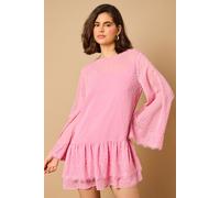 Oasis Women's Bell Sleeve Tiered Mini Dress in Dusty Rose | Size: 12 Oasis Dusty Rose 12