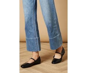 Oasis Women's Belle Real Leather Mary Jane Square Toe Ballet Pumps in Black | Size: 6 Oasis Black 6