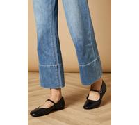 Oasis Women's Belle Real Leather Mary Jane Square Toe Ballet Pumps in Black | Size: 4 Oasis Black 4