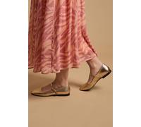 Oasis Women's Belle Real Leather Mary Jane Square Toe Ballet Pumps in Champagne | Size: 5 Oasis Champagne 5