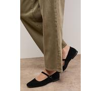 Oasis Women's Belle Suede Mary Jane Square Toe Ballet Pumps Shoe in Black | Size: 3
