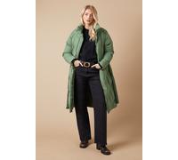 Belted Midi Padded Funnel Neck Coat Oasis Khaki 10