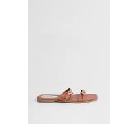 Oasis Women's Bettie Double Buckle Strap Faux Leather Flat Sandals in Tan | Size: 6
