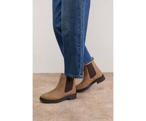 Oasis Women's Betty Real Suede Chunky Chelsea Boots in Taupe | Size: 5 Oasis Taupe 5