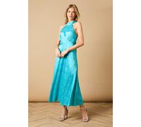 Oasis Women's Bias Halterneck Midi Dress in Aqua | Size: 14 Oasis Aqua 14