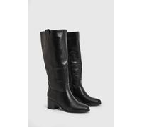 Oasis Women's Billie Faux Leather High Leg Block Heel Boots in Black | Size: 6