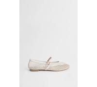 Oasis Women's Billie Faux Leather Mesh Mary-Jane Ballet Pumps in Beige | Size: 7 Oasis Beige 7