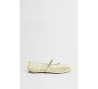 Oasis Women's Billie Faux Leather Mesh Mary-Jane Ballet Pumps in Lemon | Size: 5 Oasis Lemon 5