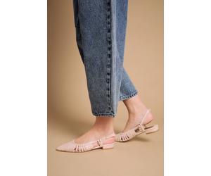 Oasis Women's Billie Faux Leather Slingback Pointed Flat Shoes in Beige | Size: 5 Oasis Beige 5