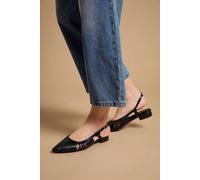 Oasis Women's Billie Faux Leather Slingback Pointed Flat Shoes in Black | Size: 5 Oasis Black 5