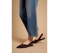 Oasis Women's Billie Faux Leather Slingback Pointed Flat Shoes in Chocolate | Size: 6 Oasis Chocolate 6