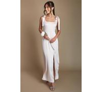 Oasis Women's Blush Satin Tie Shoulder Maxi Bridesmaid Dress | Size: 16