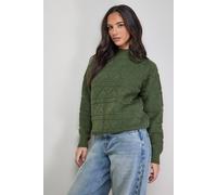 Oasis Women's Bobble Stitch Detail Jumper in Khaki | Size: Small Oasis Khaki S