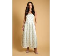 Oasis Women's Bow Detail Jacquard Midi Dress in Pistachio | Size: 12
