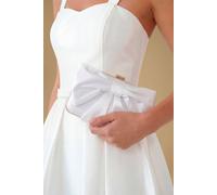 Oasis Women's Bridal Azalea Satin Bow Detail Clutch Bag in Ivory