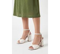Oasis Women's Bridal Midyim Satin Ruched Front High Heel Block Heel Sandals in Ivory | Size: 4