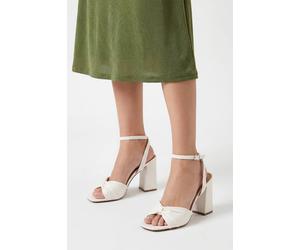 Oasis Women's Bridal Midyim Satin Ruched Front High Heel Block Heel Sandals in Ivory | Size: 7 Oasis Ivory 7