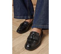 Oasis Women's Brighton Real Leather Tassel Loafers in Black | Size: 7 Oasis Black 7