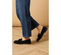 Oasis Women's Brighton Real Leather Tassel Loafers in Natural Black | Size: 4 Oasis Natural Black 4