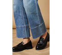 Oasis Women's Brooke Real Leather Tassel Detail Chunky Loafers in Black | Size: 5