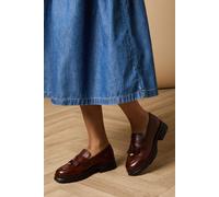 Oasis Women's Brooke Real Leather Tassel Detail Chunky Loafers in Tan | Size: 4 Oasis Tan 4