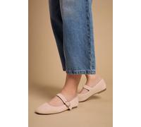 Oasis Women's Buffie Faux Suede Square Toe Mary Jane Padded Ballet Pumps in Beige | Size: 6 Oasis Beige 6