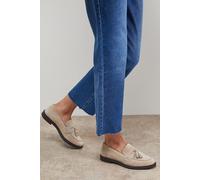 Oasis Women's Bunny Suede Brogue Detail Tassel Loafers in Beige | Size: 5 Oasis Beige 5