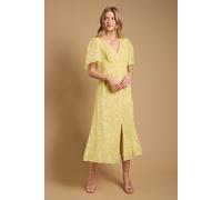 Oasis Women's Button Jacquard Midi Dress in Butter | Size: 12 Oasis Butter 12