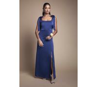 Oasis Women's Satin Tie Shoulder Midi Bridesmaid Dress in Navy | Size: 8 Oasis Navy 8