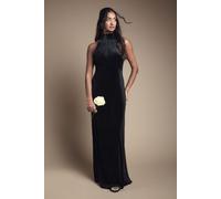 Oasis Women's By Coast Velvet Halter Bias Cut Maxi Bridesmaid Dress in Black | Size: 10 Oasis Black 10