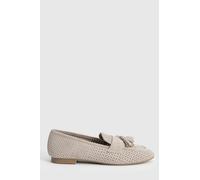 Oasis Women's Carmen Faux Suede Cutwork Tassel Soft Loafers in Beige | Size: 3